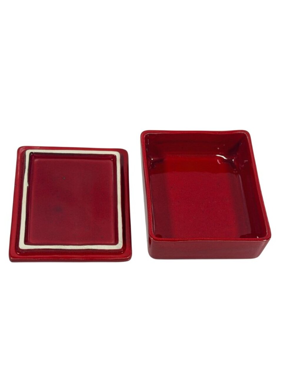 RARE Vintage Royal Haeger Red Dresser Trinket Box Brass Mandalla Accents R1688-S - Picture 3 of 9